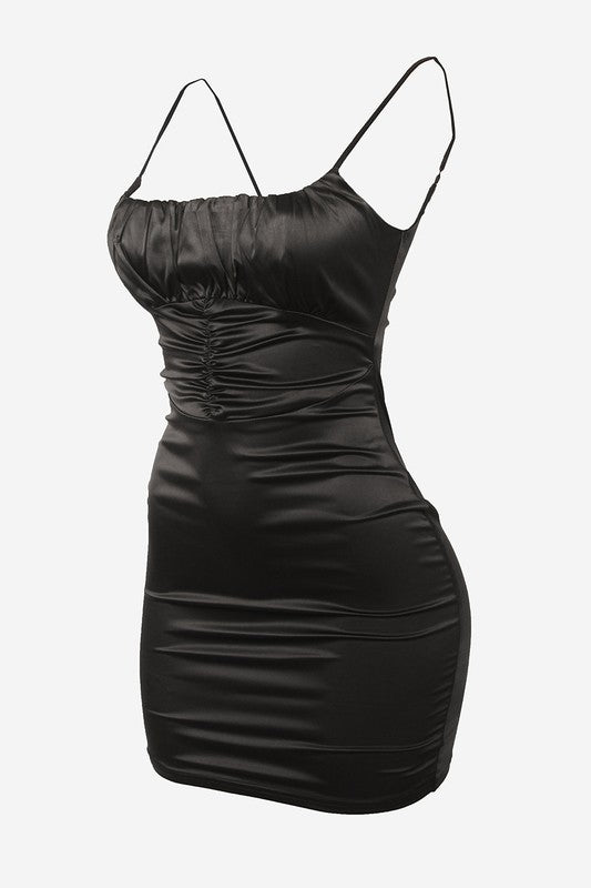 Flossy Satin Stylish Mini Dress With Zipper For Hot Girl's Online