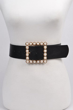 Gold Pearl Luxury Thick Faux Leather Waistband Belt For Girls Online